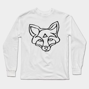 Fox Face Line Drawing for Fox Lover Long Sleeve T-Shirt